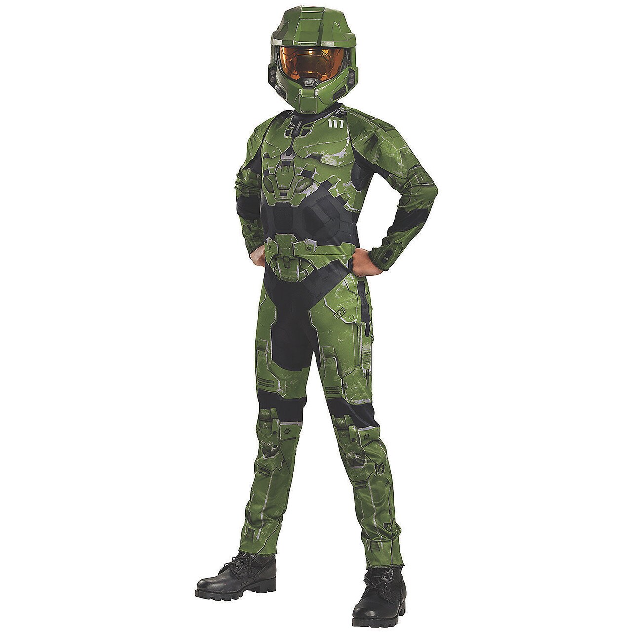 Master Chief Infinite Classic Costume Green Jumpsuit and Half Mask Outfit